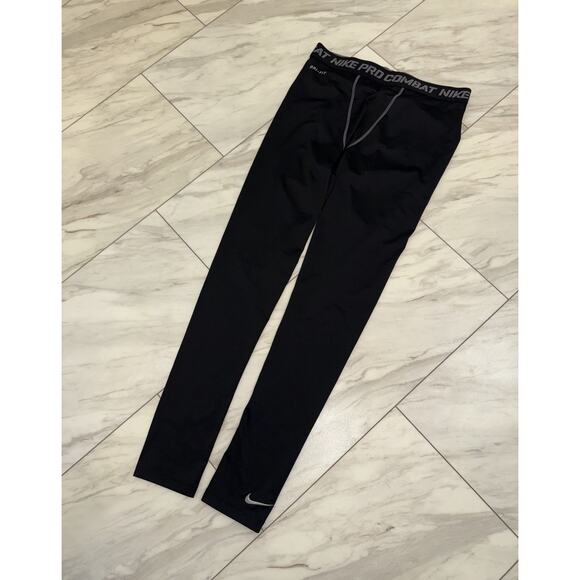 Nike Pro Combat Compression Pants Mens XL Black Dri Fit Running Training Tights - Picture 1 of 8
